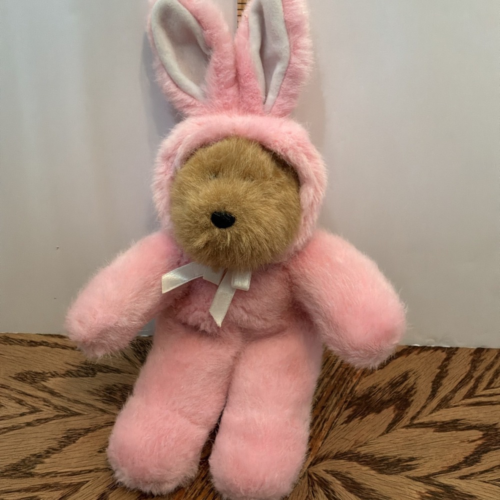 Vintage 1998 GAC Pink Bunny Costume Teddy Bear Plush Easter Stuffed Animal 12in